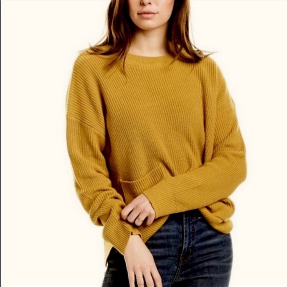 Madewell patch pocket sweater Marigold Yellow Size Medium j8782